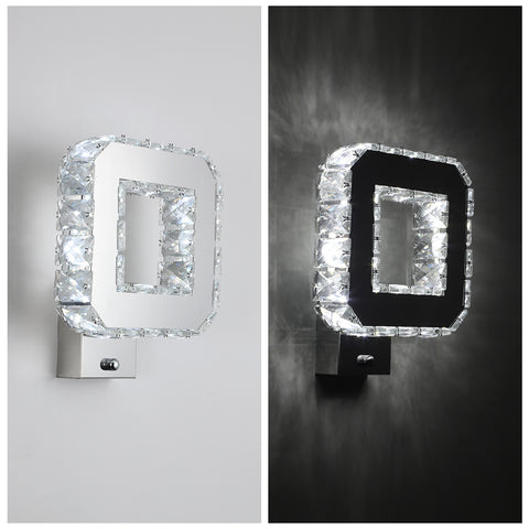Lámpara de pared de cristal para interiores, 12 W, 1080 lm, moderna lámpara de pared LED de cristal, decoración, lámpara de pared para dormitorio, comedor, vestíbulo, blanco frío 6000 K