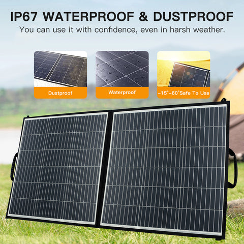 Panel solar de 100 W para central eléctrica, carga solar portátil, carga rápida USB A QC3.0 PD 45 W USB-C Puertos CC IP65 IP65 para generador/energía solar, computadora portátil, iPads