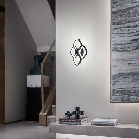 Lámpara de techo LED, lámpara de techo acrílica de metal rectangular moderna, lámpara de techo de 32 W, lámpara de techo de oficina de 24 cm de diámetro para dormitorio, sala de estar, comedor, pasillo negro