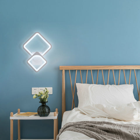 Aplique de pared interior de 32 W, lámpara de pared LED blanca, giratoria cuadrada, para escaleras interiores, sala de estar y dormitorio