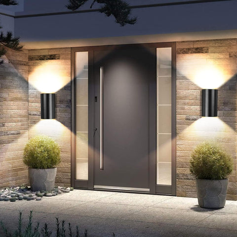 Aplique de pared para exterior, lámpara de pared LED de 10 W, blanco cálido, 3000 K, impermeable, IP65, para entrada, pasillo, patio, jardín, terraza, balcón, garaje, negro