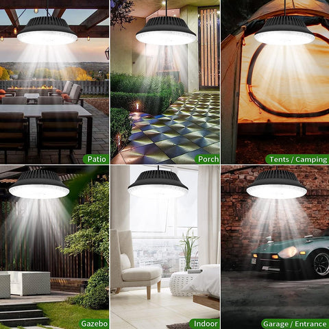 Luces solares separadas para exteriores, interiores, impermeables IP65, lámpara colgante solar de 4 modos con control remoto, luz solar de pared con cable de 5 m para jardín, garaje, patio, escaleras, patio