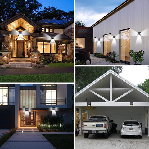 4 Uds colector Solar luz al aire libre 220 LED Sensor de movimiento lámpara de pared LED para patio jardín pasillo terraza cerrar pared camino Patio Villa