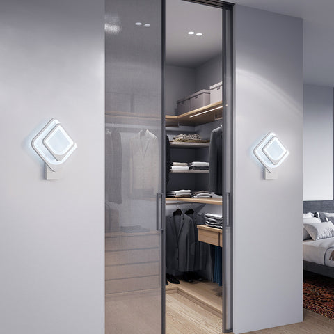 Aplique de pared interior de 32 W, lámpara de pared LED blanca, giratoria cuadrada, para escaleras interiores, sala de estar y dormitorio