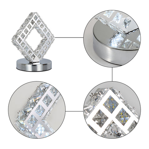 Lámpara de mesa moderna de cristal, lámpara de cristal LED, luz blanca 6000K.