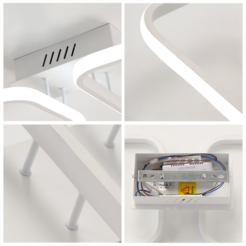 Plafón LED moderno, 2 plafones cuadrados blancos para cocina, dormitorio, pasillo, 32W Diámetro 50 cm