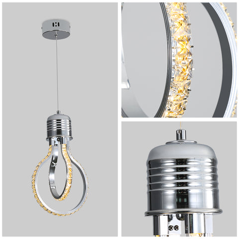 Lámpara de araña moderna, lámpara de techo de cristal LED 21 W 3000 K, lámpara colgante de aluminio para dormitorio, cocina, comedor, bar, pasillo, sala de exposiciones, altura ajustable