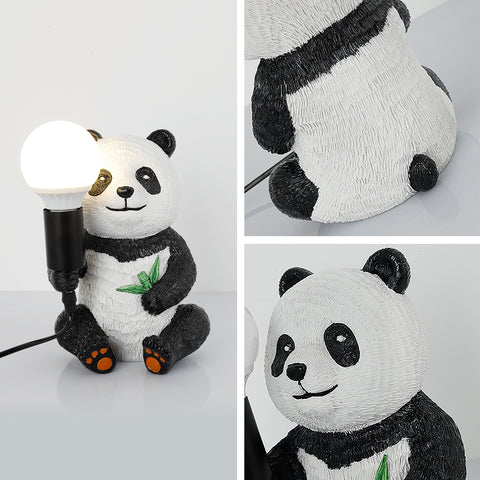 Lámparas de mesa con diseño de panda de resina, luz nocturna creativa moderna con cable enchufable, lámpara de escritorio LED de animales, lámpara de noche para decoración del hogar
