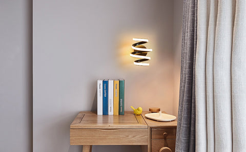 Lámpara de pared LED de 21 W, espiral negra, creatividad moderna, lámpara de pared de metal de aluminio, lámpara de pared interior de 3000 K, adecuada para dormitorio, pasillo, sala de estar, bar