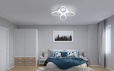 Lámpara de techo LED moderna regulable de 40 W, lámpara de techo con diseño en forma de flor, lámpara de pétalos de metal acrílico con control remoto adecuada para dormitorios, escaleras, pasillos, balcones, pasillos (4 luces)