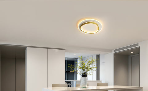 Lámpara de Techo LED Moderna, Lámpara de Techo LED Regulable 40W 2700-6500K con Control Remoto, Iluminación de Techo Redonda de Montaje Semiempotrado para Dormitorio, Sala de Estar, Oficina, Sala de Estudio (Ø40CM, Blanco y Dorado)