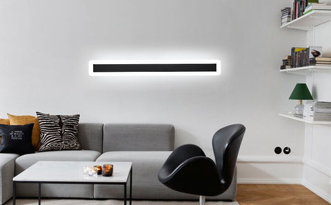 Luces de pared LED, lámpara de iluminación de pared moderna 22W 6000K, lámpara LED negra de aluminio de 60 cm, lámpara de pared decorativa para dormitorio sala de estar (luz blanca fría)