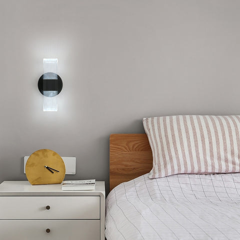 Lámpara de pared LED, lámpara de pared LED moderna regulable, lámpara de pared interior acrílica ovalada negra de 10 W para dormitorio, mesita de noche, sala de estar, 3000-6500K