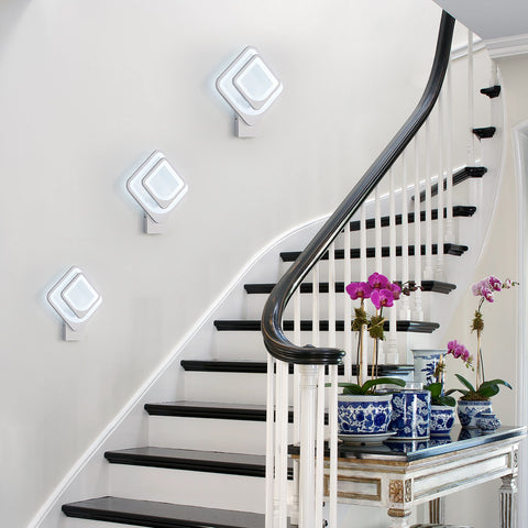 Aplique de pared interior de 32 W, lámpara de pared LED blanca, giratoria cuadrada, para escaleras interiores, sala de estar y dormitorio
