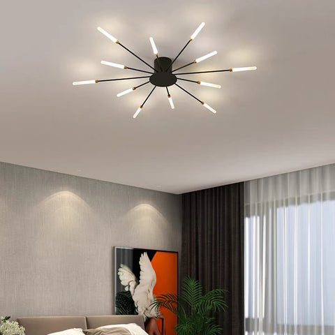 Luz de techo LED Lámpara de diseño de fuegos artificiales moderna Lámpara de suspensión elegante y creativa Sala de estar simple para interiores,Negro