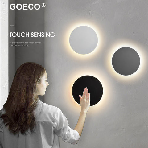 Luz LED de pared con interruptor táctil, iluminación interior para dormitorio, sala de estar, cabecera redonda, escalera, decoración de luz blanca