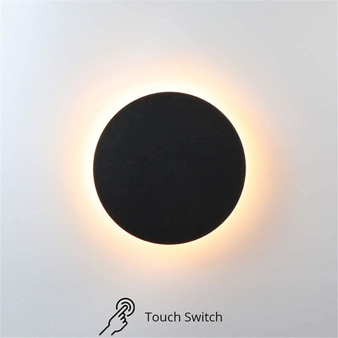 Interruptor táctil para luz de pared LED, iluminación interior para dormitorio, sala de estar, mesita de noche redonda, luz de escalera, decoración negra