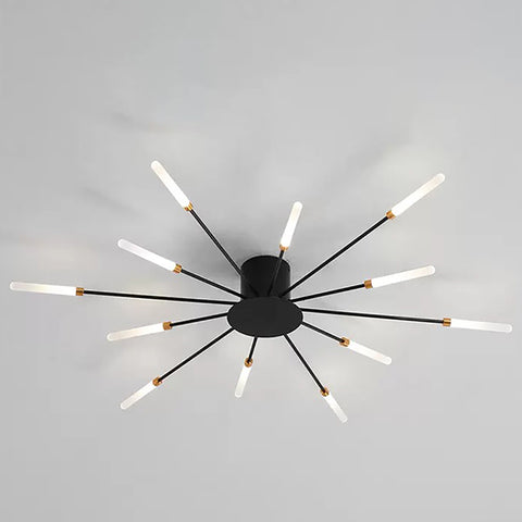 Luz de techo LED Lámpara de diseño de fuegos artificiales moderna Lámpara de suspensión elegante y creativa Sala de estar simple para interiores,Negro