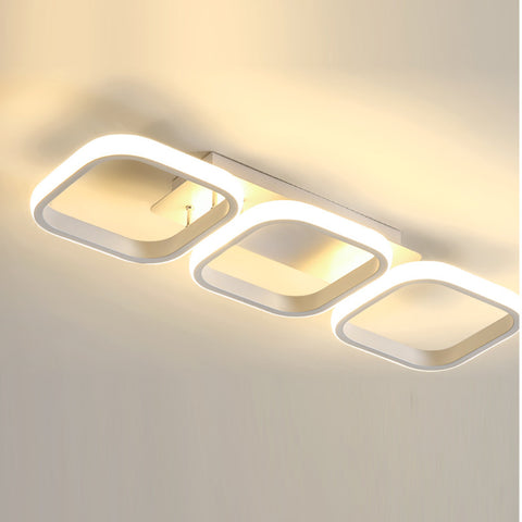 Lámpara de techo LED de 40 W, lámpara de techo geométrica simple, lámpara de techo de metal cuadrada creativa, adecuada para sala de estar, dormitorio, comedor, luz neutra de 4000 K (blanco)