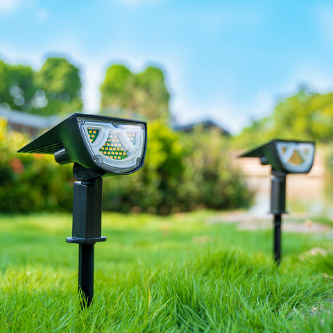 Luz solar de jardín con sensor de movimiento, luces solares para exteriores, luz de pared exterior impermeable IP65, luz solar superbrillante 43 LED 650 lm, paquete de 2