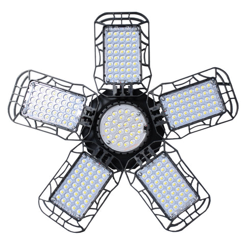 Iluminación LED de Garaje de 150W 228 LED, Lámpara Solar para Exteriores IP65 a Prueba de Agua, Lámpara Solar para jardín para Exteriores de 5+1 Cabezales con Control Remoto, con Cable de 5 m, para Almacén, Taller, Sótano