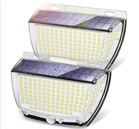 2 luces solares de pared para exteriores, 160 LED, sensor de movimiento, lámpara de pared LED, blanco frío, 6000 K, para patio, jardín, pasillo, terraza, cerca de la pared, camino, patio, villa