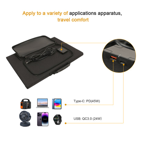 Kit de panel solar plegable portátil monocristalino de 100 W con 3 puertos USB para exteriores