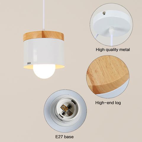 Lámpara de araña minimalista E27 para comedor, luz de pasillo creativa, barra de madera maciza minimalista moderna, lámpara de noche para dormitorio, combinación de colores macarrón de metal de hierro forjado (bombilla no incluida)