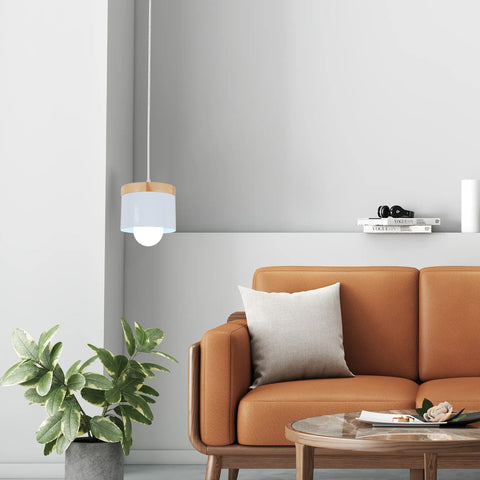 Lámpara de araña minimalista E27 para comedor, luz de pasillo creativa, barra de madera maciza minimalista moderna, lámpara de noche para dormitorio, combinación de colores macarrón de metal de hierro forjado (bombilla no incluida)