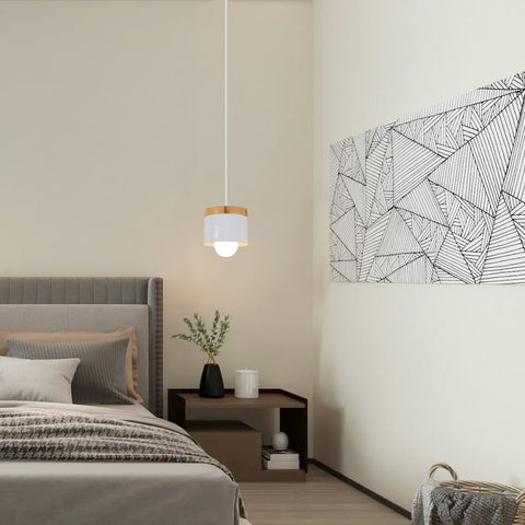 Lámpara de araña minimalista E27 para comedor, luz de pasillo creativa, barra de madera maciza minimalista moderna, lámpara de noche para dormitorio, combinación de colores macarrón de metal de hierro forjado (bombilla no incluida)